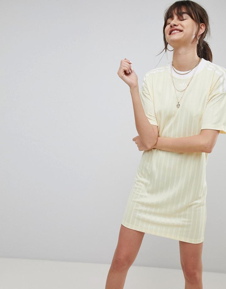 Adidas Originals Three Stripe Dress In Yellow - Yellow