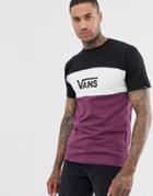 Vans Color Block T-shirt In Burgundy/white-red