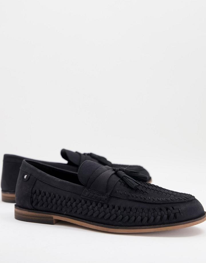 River Island Woven Tassle Loafer In Black