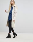 Goldie Firey Nights Faux Sheerling Long Coat With Front Pockets - Cream