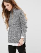 Brave Soul Ribbed Roll Neck Sweater - Gray