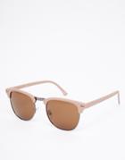 Asos Retro Sunglasses In Rubberised Nude - Nude