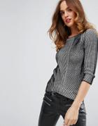 Sisley Sweater In Contrast Knit - Black