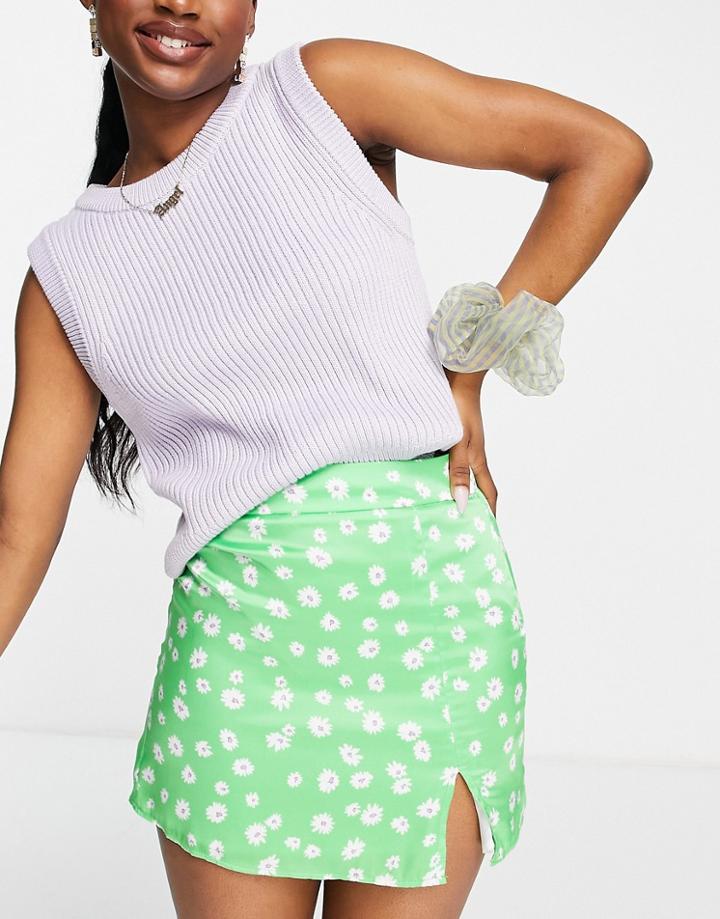 Bershka Mini Floral Skirt In Green - Part Of A Set