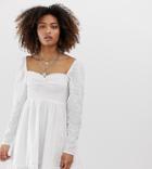 Collusion Shirred Broderie Skater Dress - White
