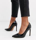 Asos Design Porto Pointed High Heeled Pumps In Black Patent
