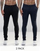 Asos Loungewear Super Skinny Joggers 2 Pack Save 17%