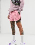 Asos Design Jersey Runner Shorts With Tie Dye Wash-pink