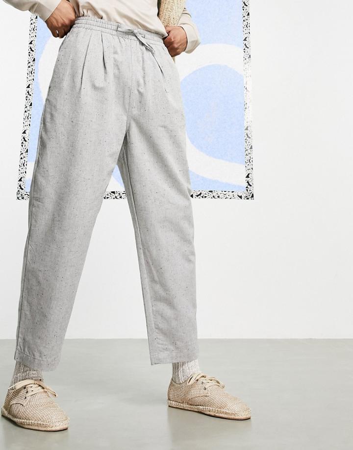 Asos Design Wide Fit Ankle Grazer Pants In Salt And Pepper Fleck-grey