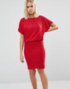 B.young Draped Top Red Dress - Red