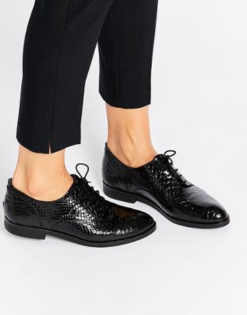 Bronx Snake Effect Leather Masculine Shoes - Black
