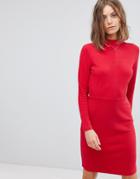 Esprit High Neck Fitted Dress - Red