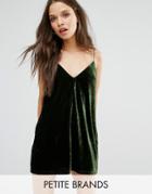 Missguided Petite Velvet Shift Cami Dress - Green