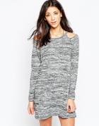 Brave Soul Cut Out Detail Sweater Dress - Charcoal Marl