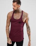 Gym King Muscle Tank In Burgundy With Logo - Red