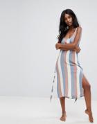 Zulu & Zephyr Stripe Ribbon Beach Dress-multi