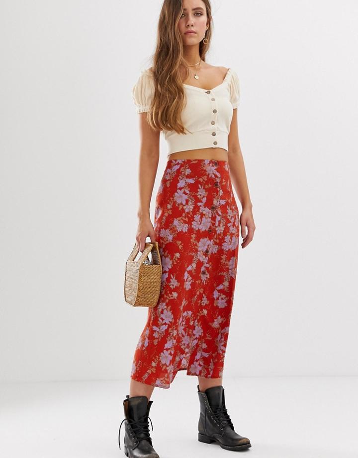 Free People Retro Love Midi Skirt-multi