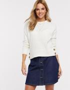 Brave Soul Crew Neck Sweater With Button Detail In Cream