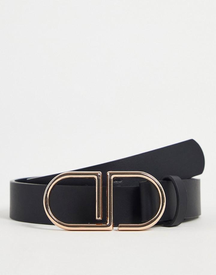 Asos Design Monogram Buckle Waist And Hip Belt In Black