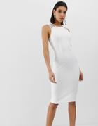 Ax Paris Strap Detail Bodycon Dress In White - White