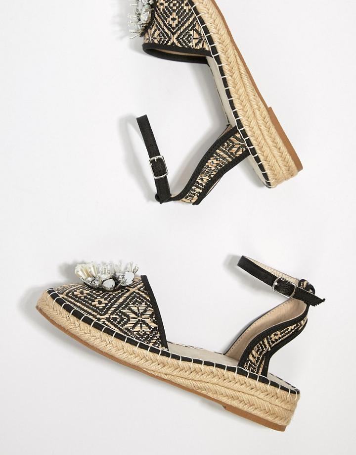 Asos Design Jacquerie Embellished Espadrilles - Multi