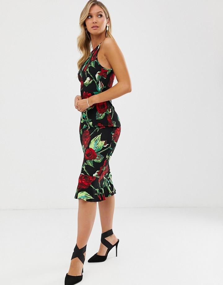 Ax Paris Square Neck Frill Hem Bodycon Dress