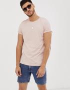 Asos Design Two-piece Crew Neck T-shirt With Roll Sleeve In Pink - Pink