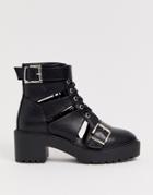 Asos Design Rion Chunky Cut Out Boots In Black - Black