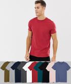 Asos Design Organic T-shirt With Crew Neck Pack Multipack Saving - Multi