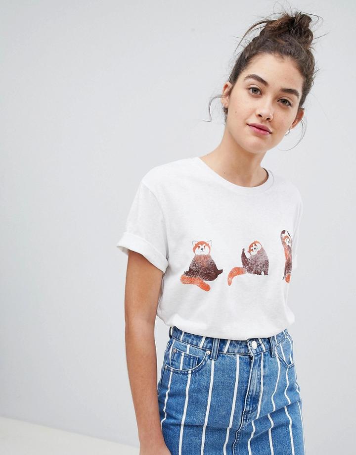 We Are Hairy People Organic Cotton Boyfriend T-shirt With Hand Painted Yoga Panda - White