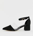 Truffle Collection Wide Fit Transparent Pointed Heels-black