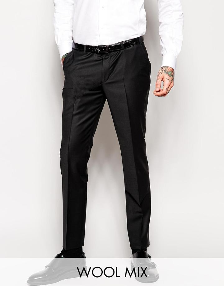 Noose & Monkey Tuxedo Suit Pants With Stretch In Skinny Fit - Black