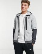 Nike Tech Fleece Full-zip Color Block Hoodie In Gray-grey