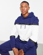Armani Exchange Color Block Hoodie In Navy And White