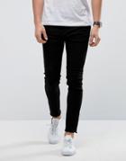 Only & Sons Skinny Black Jeans With Raw Edge - Black