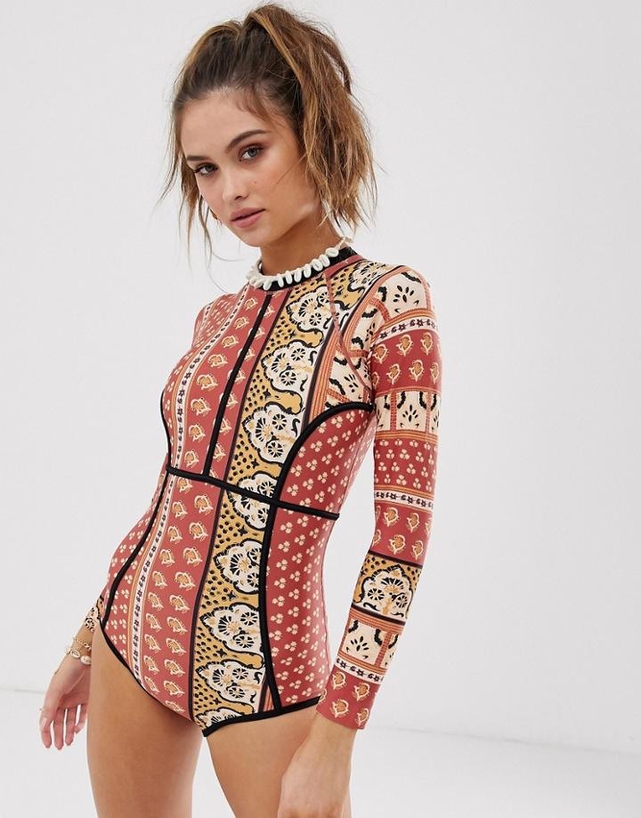 Rip Curl Saffron Skies Surf Suit In Paisley Rust - Brown