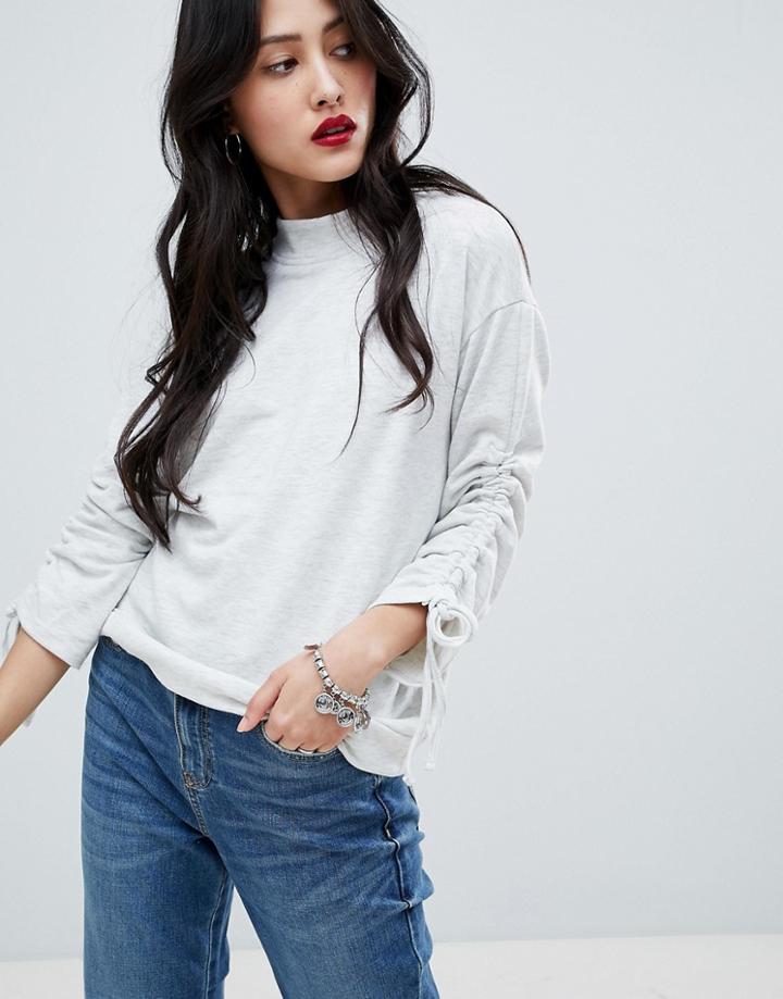 Vero Moda Tie Sleeve Sweatshirt - White