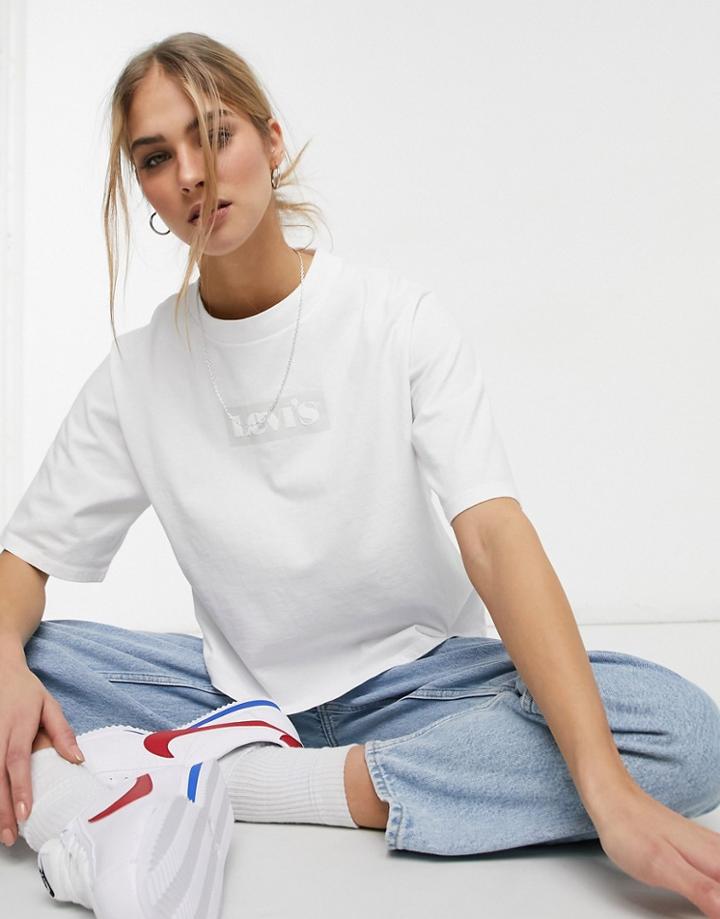 Levi's Cropped Boxy T-shirt With Box Tab Logo In White