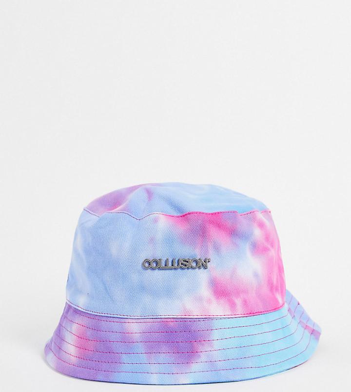 Collusion Unisex Tie Dye Bucket Hat With Metal Logo-multi