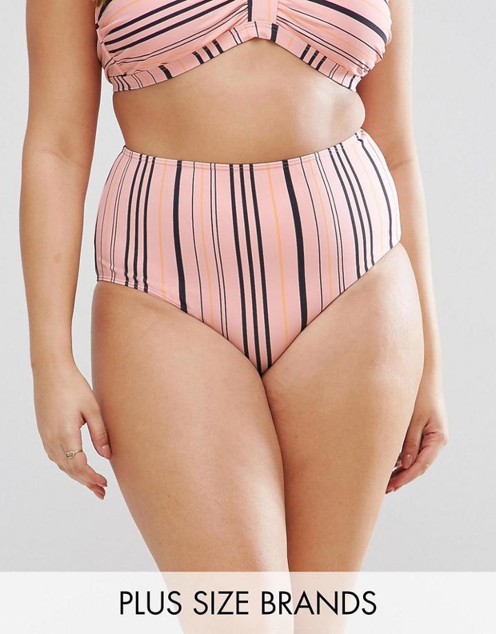 Junarose Stripe High Waist Bikini Bottoms - Multi