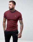 Fila Vintage Ringer T-shirt With Small Logo In Burgundy - Red