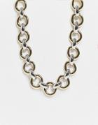 Asos Design Necklace With Circle Links In Mixed Tone-multi