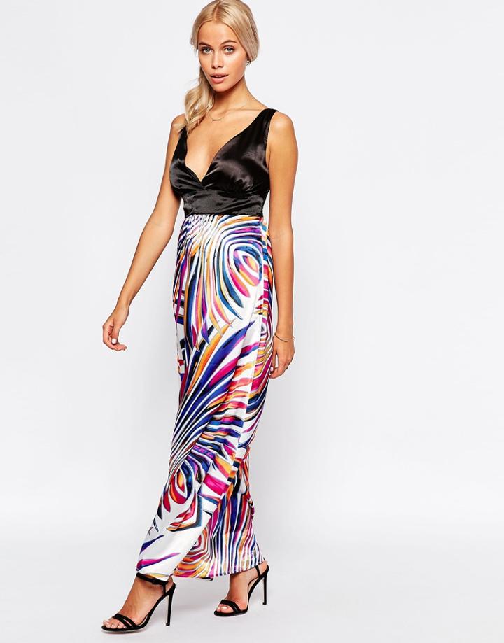 Jasmine Maxi Dress With Printed Skirt