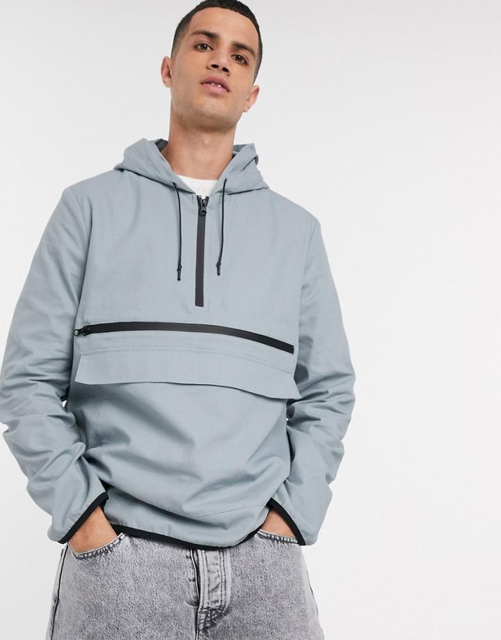 Asos Design Windbreaker In Blue With Utility Pocketing-blues