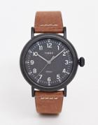 Timex Standard Leather Watch In Brown 40mm