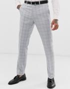 Harry Brown Slim Fit Light Gray Check Suit Pants