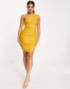 Vesper One Shoulder Body-conscious Dress In Yellow-black