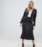 Asos Design Tall Midi Skirt With Kickflare In Polka Dot Print-multi