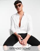 Asos Design Muscle Fit Long Sleeve Jersey Shirt In White - White
