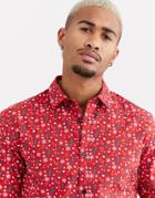 Only & Sons Holidays Print Shirt In Red